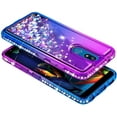 thumbnail image 3 of Nagebee Case for LG Journey LTE, Aristo 4+ Plus/Neon Plus/Escape Plus/Arena 2/Tribute Royal with Tempered Glass Screen Protector, Glitter Liquid Floating Girls Cute Case (Purple/Blue), 3 of 7