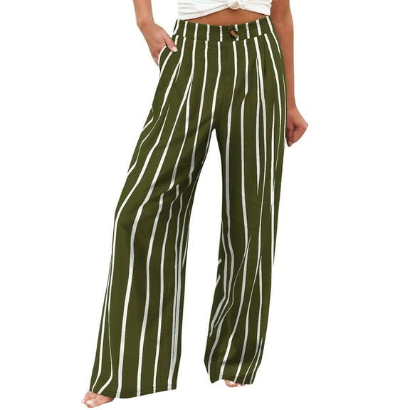 Mohiass Wide Leg Dress Pants for Women Business Casual Elastic Waist Comfy Work Pants Baggy Lounge Pants Trousers with Pocket Green L