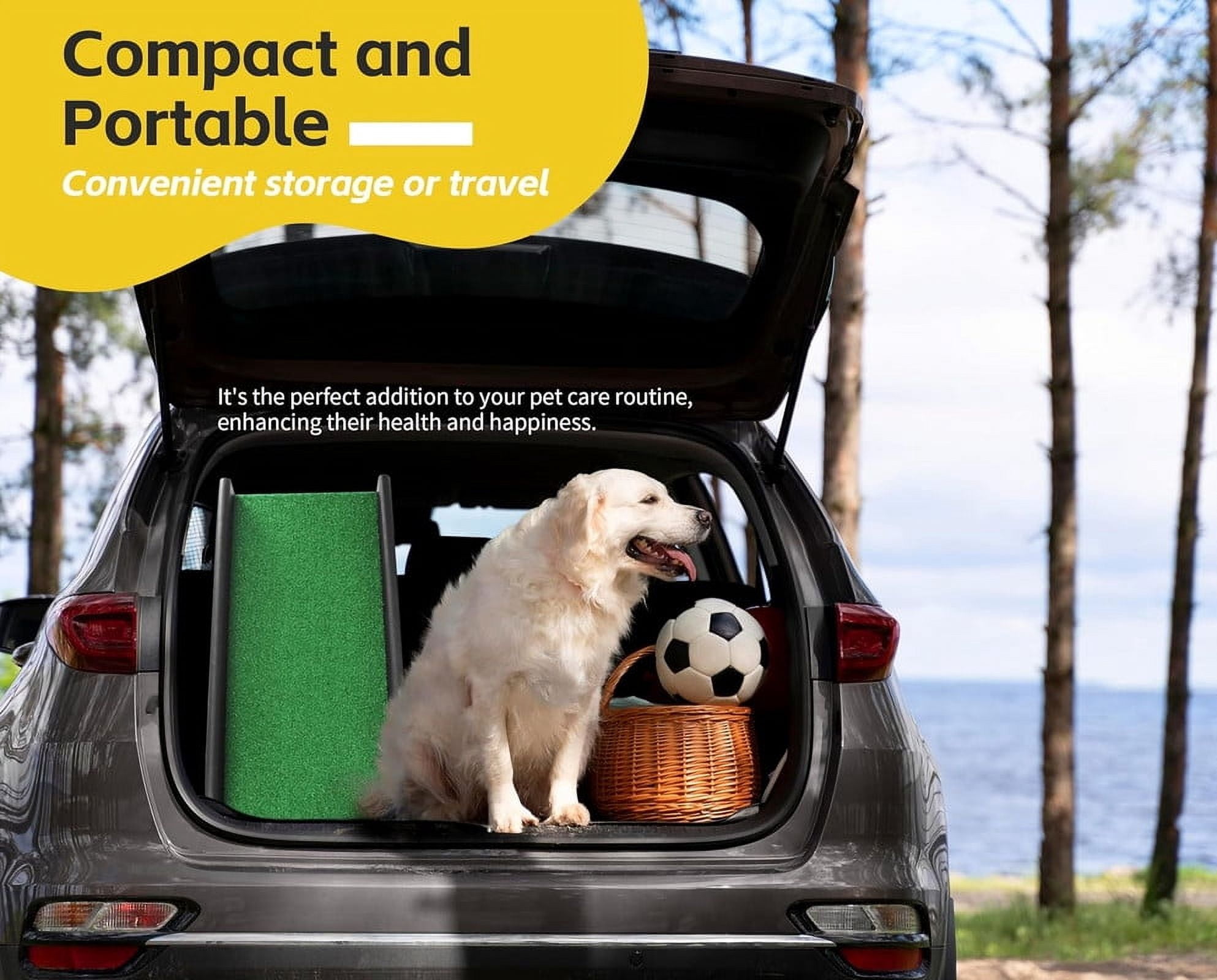 PawStep 51114 Pet Ramp with Poly Grass - Folding, Portable Dog Ramp for Cars, SUV & Trucks - Non-Slip Surface - Lightweight & Durable - Supports Large Dogs up to 200 lbs