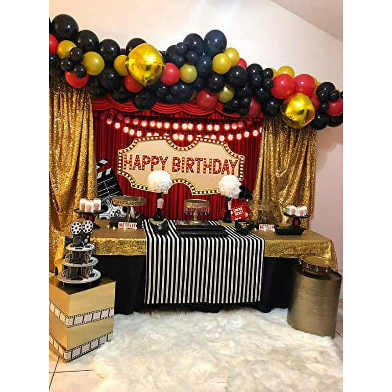Movie Theme Party Supplies Set - Birthday Banner, Balloons, Cake Hats, Plates & Decorations For Kids Birthday Party