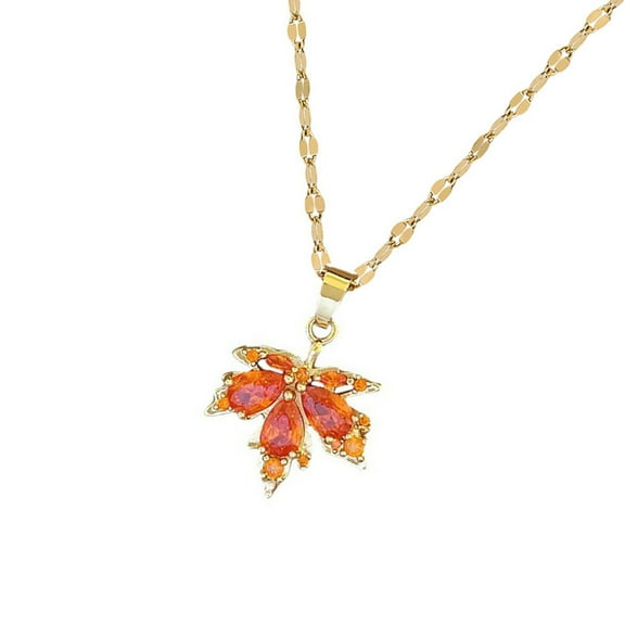 RUISINERY Elegant Maple Leaf Pendant Necklace With Green Inlay for Fashionable Women Seek Nature Inspire Jewelry Statement Pieces
