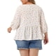 thumbnail image 3 of Blusa de mujer de talla grande Agnes Orinda con mangas 3/4, corte en forma de flor, 1X, blanca y roja, 3 of 5