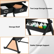 HomGarden Wood Drafting Desk Drawing Table Art Craft Station Tiltable W/ Stool & Drawer