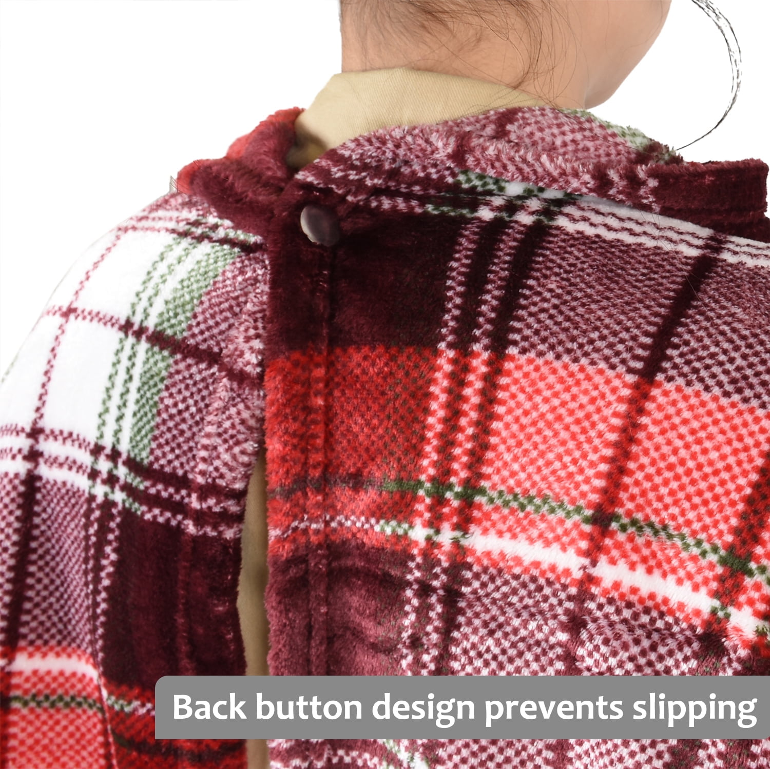 Catalonia Wearable Fleece Blanket with Sleeves and Foot Pockets for Adult Women and Men, Micro Plush Comfy Wrap Sleeved Throw Blanket Robe, Large, Red Plaid, 75" x 53"