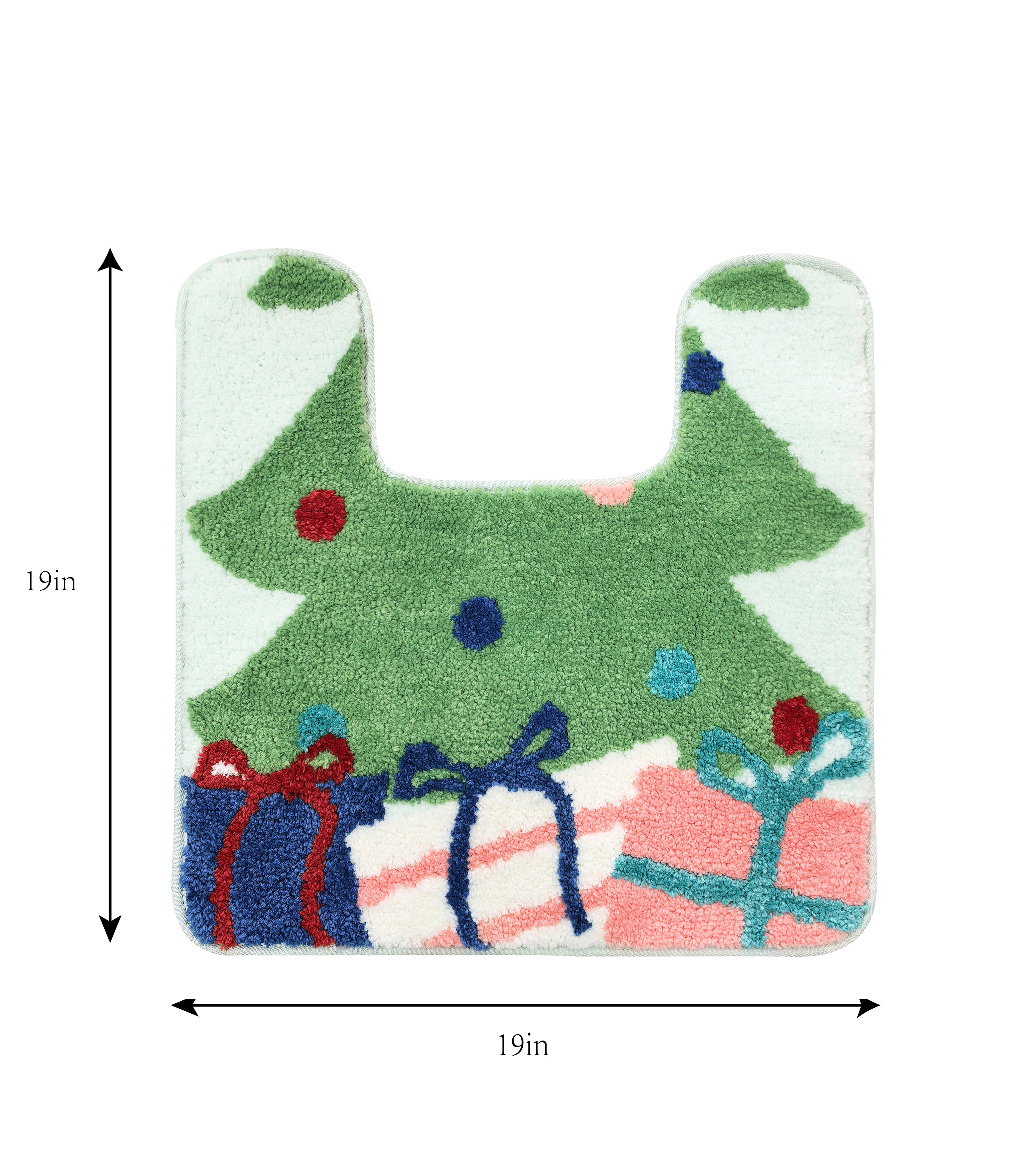 Holiday Time - Ensemble de tapis de bain 2 pièces en polyester motif sapin de Noël avec tapis contour et housse de toilette