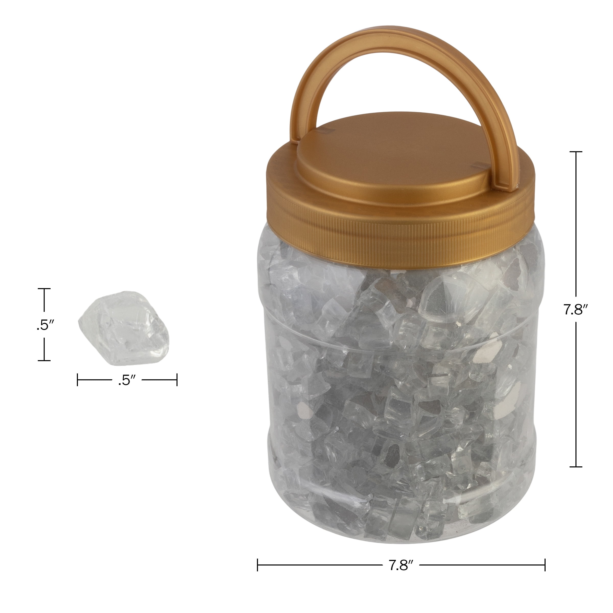 Pure Garden 10lbs Fire Pit Glass - 1/2-Inch Glass Rocks, Diamond Clear