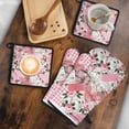 thumbnail image 5 of Pioneer Flower Kitchen Oven Mitt and Pot Holder Sets 4 Pcs for Baking, Cooking and Grilling, Heat Resistant Up To 392 °F, 5 of 7
