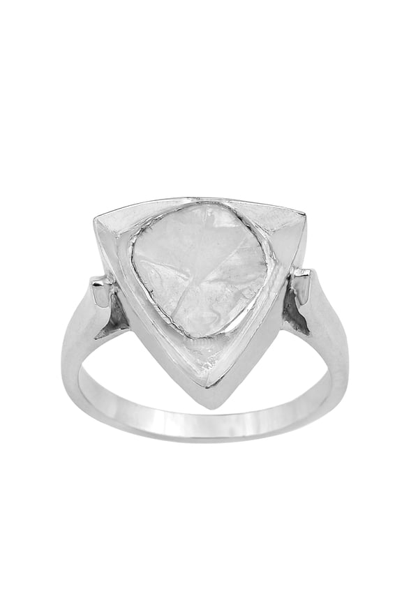 0.50 CTW Natural Diamond Polki Triangular Men Ring 925 Sterling Silver