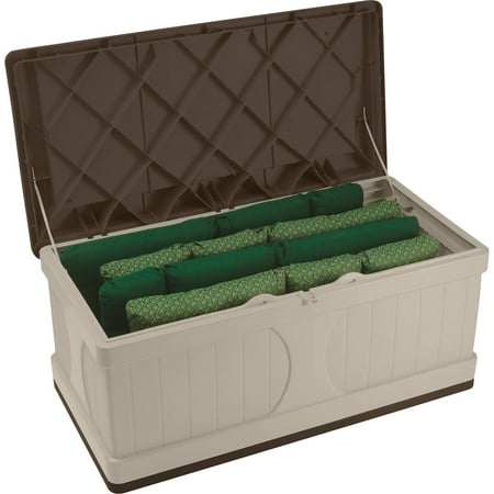 Suncast 99 Gallon Light Taupe and Mocha Resin Storage Seat Deck Box DB9500CT
