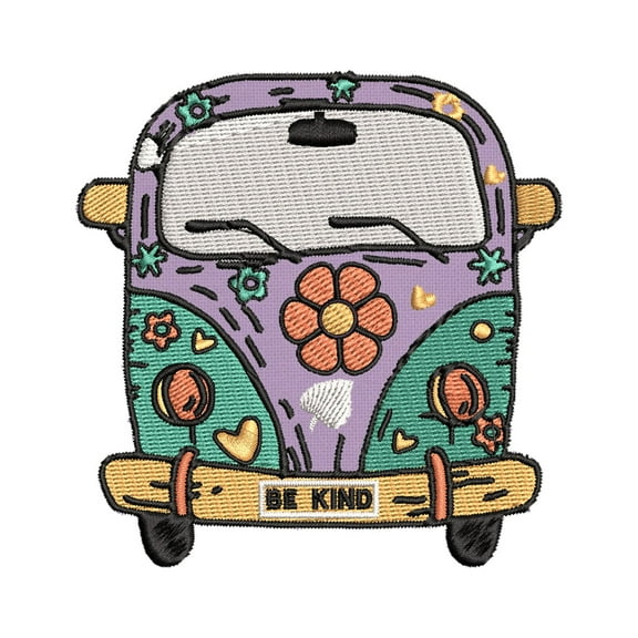 Be Kind Van Embroidered DIY Iron on or Sew-on Decorative Patch Badge Emblem Appliques Hippie BoHo 70's Peace Series