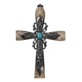 thumbnail image 6 of Western Fleur De Lis Floral Tooled Silver Scroll Filigree Turquoise Wall Cross, 6 of 8