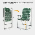 thumbnail image 6 of Ktaxon 2Pcs Standard Folding Lawn Chair, Portable Aluminum Patio Webbed Chair with Detachable Cup Holder, 330 LBS Heavy Duty Seating for Yard, Garden (Standard, Green), 6 of 10