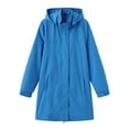 thumbnail image 6 of Womens Waterproof Trench Coats Detachable Hood Long Windbreaker Raincoat Lightweight Zipper Fall Hiking Jackets Blue, L, 6 of 7