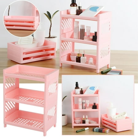

JoshiyBathroom Supplies Storage Three Tier Shelf Bedroom Finishing Rack Bathroom Shelf Kitchen