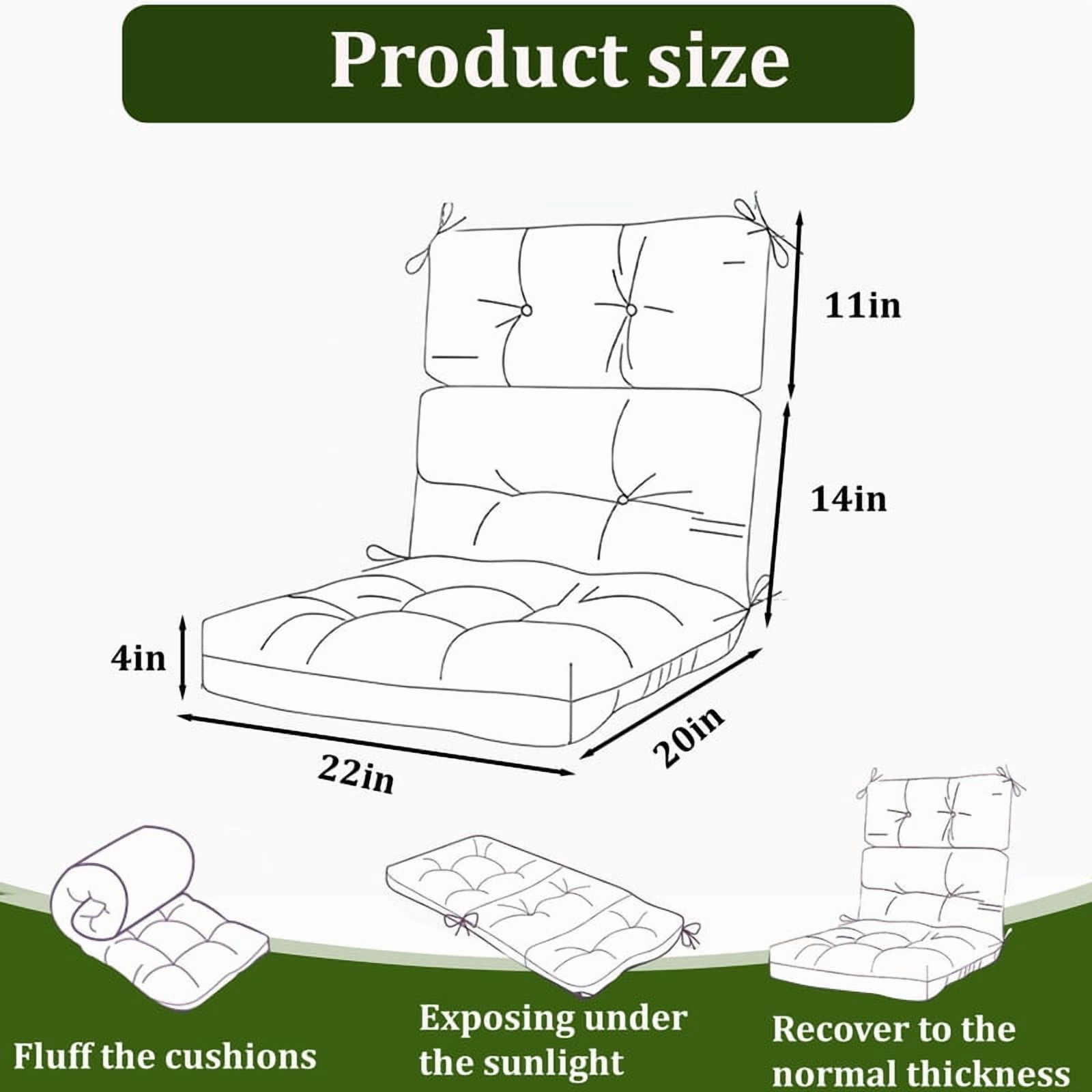 Outdoor High back patio chair cushions, rocking chair cushion set of 2, Waterproof lawn chair cushions with Ties, Seat cushions and Back cushions for Indoor and Outdoor（Green）