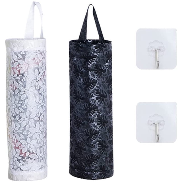 2 juegos de soportes para bolsas de plástico, organizadores para bolsas de basura, soportes colgantes para bolsas de supermercado con ganchos