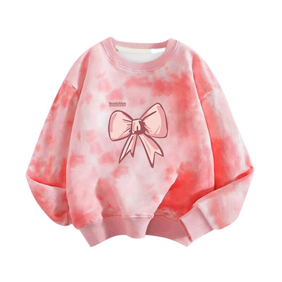 GigrtiJin Children's Cotton Graphic Sweatshirt Tie Dye Printed Crew Neck Long Sleeve Loose Blouse Trendy Casual Cute Tops