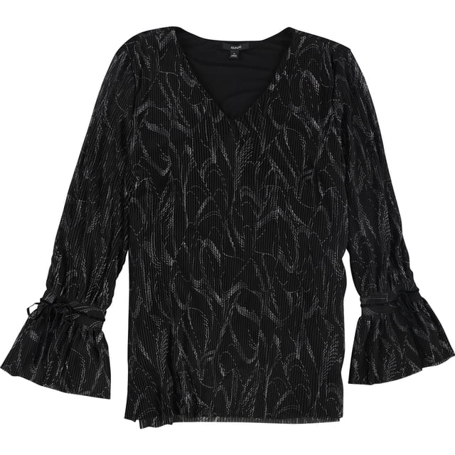 Alfani Blusa plisada para mujer, negro, extragrande