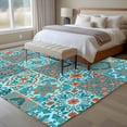 thumbnail image 4 of Large Area Rugs for Living Room Bedroom, Retro Middle Century 8'x10' Rug Washable Carpet Runner Indoor Outdoor, Rustic Bohemia Style Aztec Blue Non Slip Floor Mats Rug for Kitchen, Patio, 4 of 8