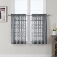 thumbnail image 1 of shiyou-Sheer Gray Curtains 36 Inch Length 2 Panels Set, Short Tier for Small Window, Light Filtering Geometric Jacquard Textured Semi Sheer for Kitchen Bathroom, 42x36 Inch, 1 of 4
