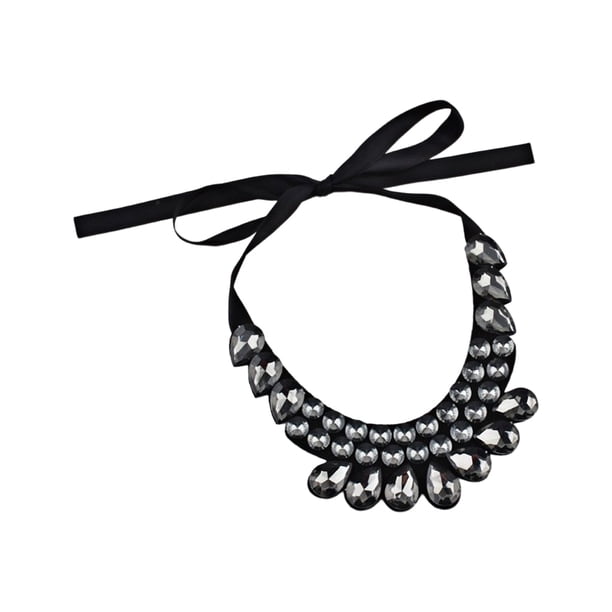 Sonducket Collar de 2 uds., collar desmontable, colgante de cinta, hecho a mano, cristal grueso, bohemio, baile de graduación, babero, accesorio, piedras Ropa, zapatos y accesorios Miscelánea Gris Sonducket AP014697-04
