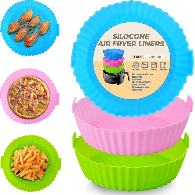 3 piezas de revestimientos de silicona LANNMXG olla de silicona de 8 pulgadas bandeja para hornear reutilizable grado alimenticio