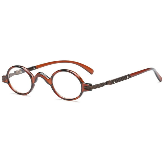 MAGIMODAC Retro Oval Reading Glasses Nerd Eyeglasses Eyewear Readers for Men Women (1 Pcs Brown Reading Glasses, +4.0)