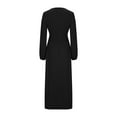 thumbnail image 6 of Ashirexll Long Sleeve Maxi Dress, Womens Fall Dresses, Women's V-neck Solid Color Long Sleeve Dress Waist Cinching Long Dress, 6 of 6