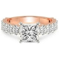 thumbnail image 3 of 1 Carat IGI Certified Princess Shape Lab Grown Diamond Engagement Ring | 14K Rose Gold |Lillian Oval Shape Side Diamond Eternity Diamond Ring | FG-VS1-VS2 Quality Friendly Diamonds, 3 of 5