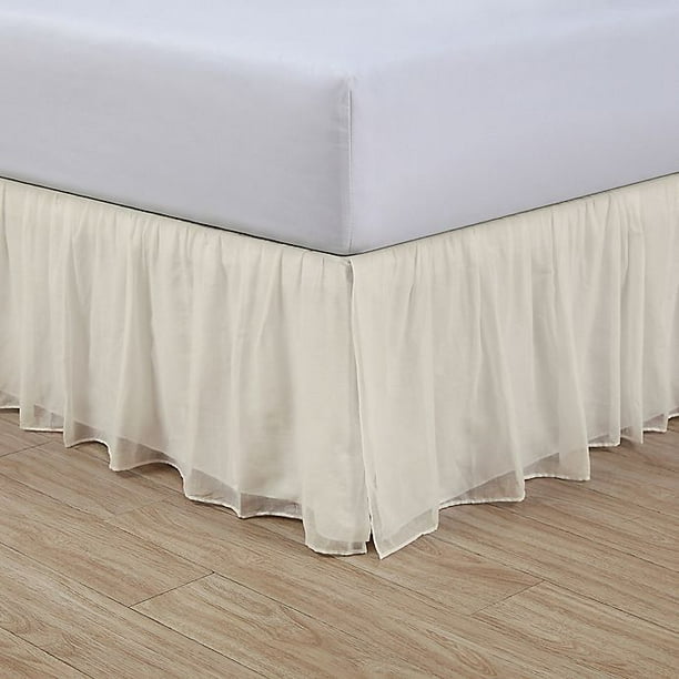 Cotton Voile 15Inch King Bed Skirt in Ivory