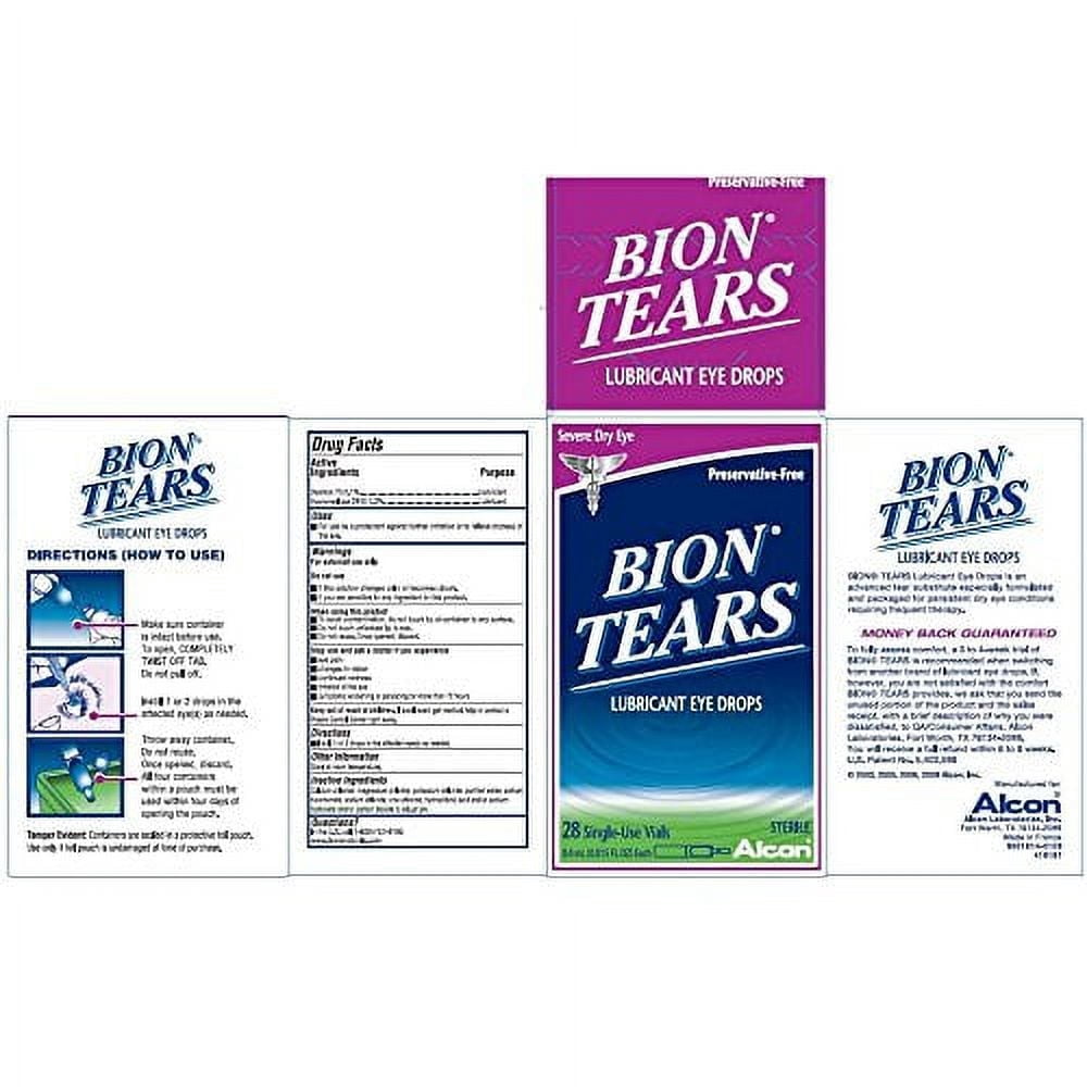 Bion Tears Lubricant Eye Drops Single Use Vials 28 Each (Pack of 5)