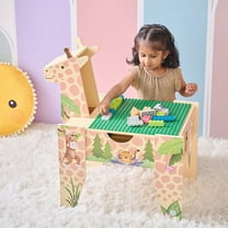 Teamson Kids Jungle Giraffe 2-in-1 Wooden Activity Table   23Pc & 1 Car Included