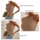 thumbnail image 3 of Camiseta sin mangas de punto para mujer, cuello Halter, dobladillo Irregular, espalda calada, Top ajustado sin mangas de verano, 3 of 4