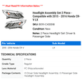 thumbnail image 2 of Headlight Assembly Set 2 Piece - Compatible with 2015 - 2016 Honda CR-V LX, 2 of 2