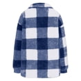thumbnail image 7 of felwors Women's Brushed Jacket Plaid Button Teddy Winter Jacket Lapel Oversized Warm Fleece Jacket With Pockets Blue, S, 7 of 7