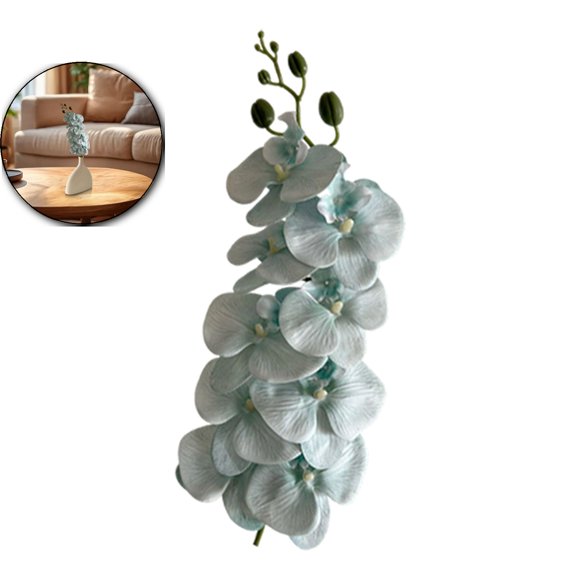 Dvruxg Artificial Orchid Flower 9 Large Petals Realistic Faux Orchid Stems Fake Flower for Wedding Home Arrangement(Green)