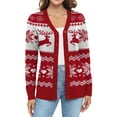 thumbnail image 2 of Uvplove Women Long Sleeve Soft Basic Knit Cardigan Sweater,Christmas Red,3XL,(S-3XL), 2 of 8