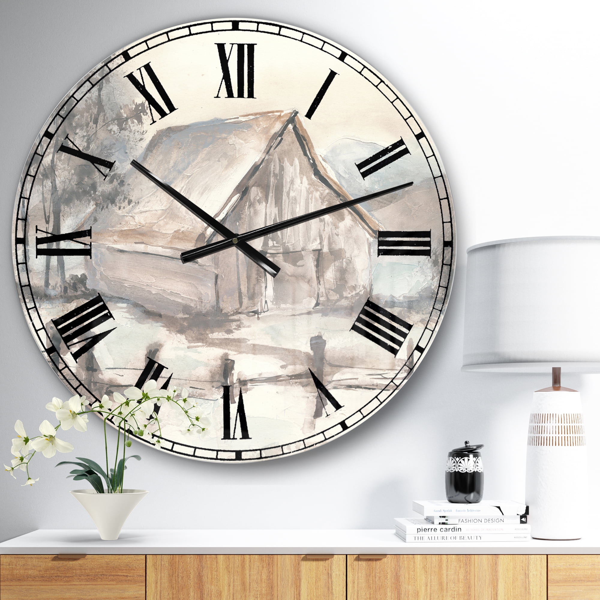 Designart 'Farmhouse Barn Grey VII' Farmhouse wall clock