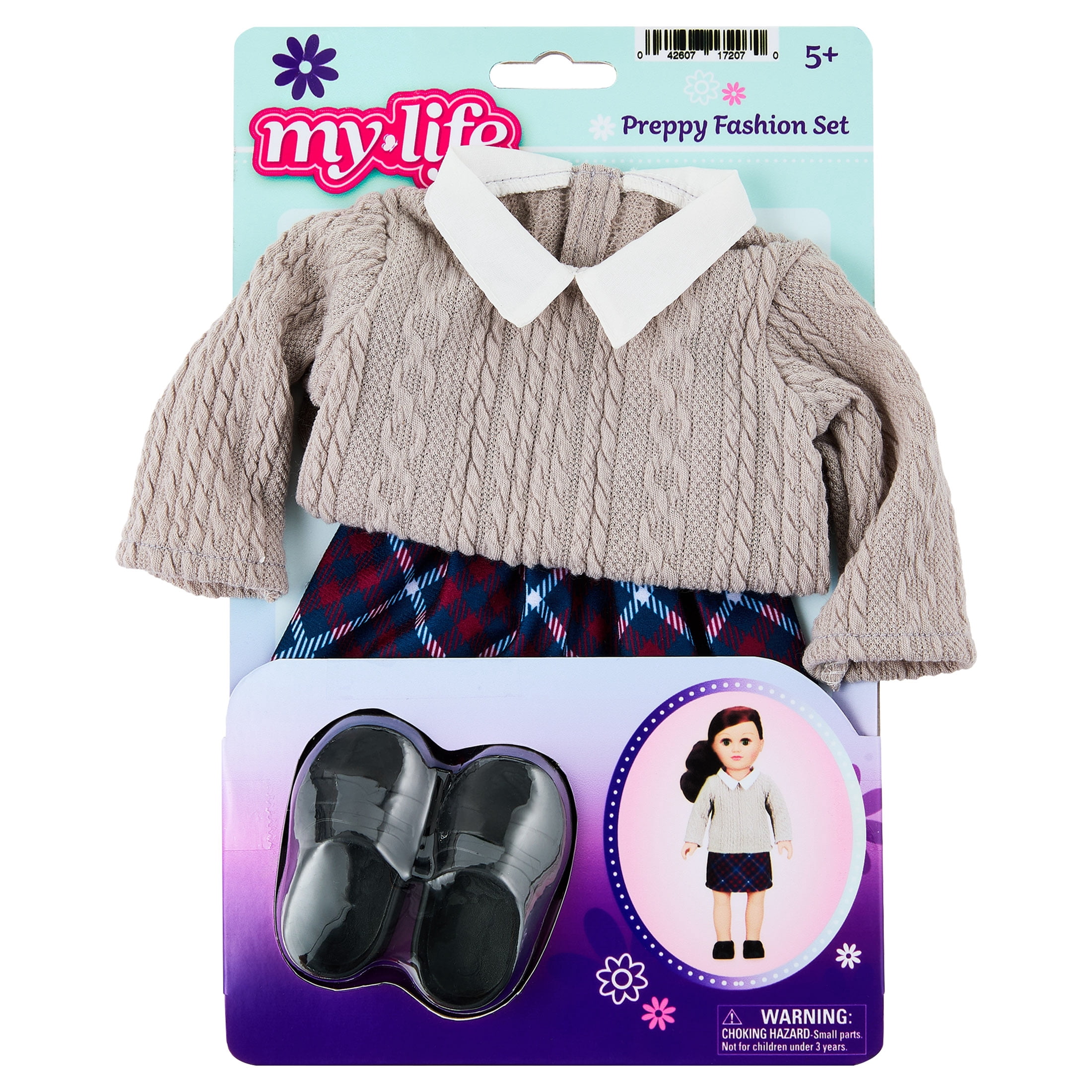 My Life As Preppy Gray Fashion Set for 18-inch Dolls, 3 Pieces