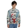 thumbnail image 4 of Merry Christmas Alaskan Malamute Enjoys Woofmas Winter Xmas Holiday All Over Print 3D Baseball Jacket Alaska Mal Dog Lovers Gifts Bomber Jacket Softball - 02022, 4 of 6