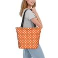 thumbnail image 6 of KLL Tote Bag for Women Orange And White Polka Dot Print Shopping Grocery Reusable Bags for Office School Shopping Travel, 6 of 6