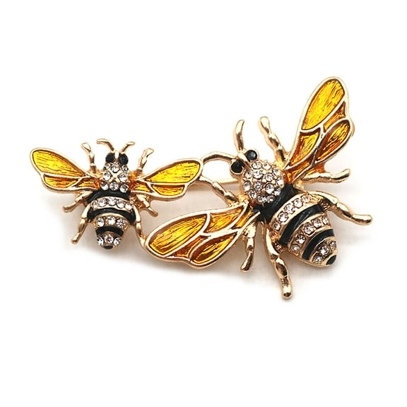 ROCKROK Delicate Bee Brooch for Rhinestone Yellow Pins for Women Daily We