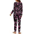 thumbnail image 5 of DISNIMO Women Pajamas Set Breast Awareness Print Long Sleeve Sleepwear Pajama Pants Lounge Sets Casual Round Neck Nightwear Soft 2 Piece Loungewear Set, S, 5 of 7