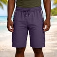 thumbnail image 2 of Besolor Plus Size Shorts for Men Straight Leg Elastic High Waist Drawstring Lightweight Casual Workout Running Shorts with Pockets(Medium,Purple), 2 of 7