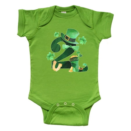 

Inktastic St. Patrick s 2nd Birthday Green Hat with Bow Tie Gift Baby Boy or Baby Girl Bodysuit