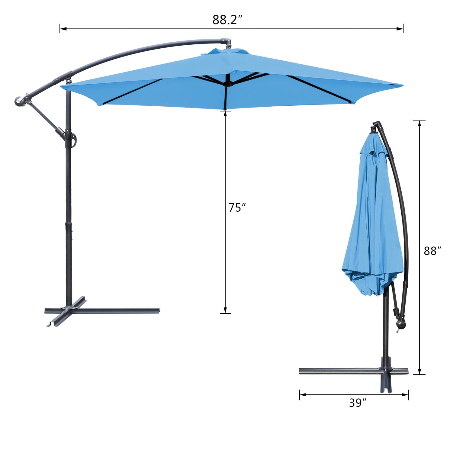 Lacoo 10 Ft Hanging Patio Umbrella Outdoor Market Shade Offset with Steel Frame and Easy Tilt, Blue