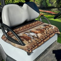 Yuyamidu Southwest Aztec Horse Golf Cart Seat Cover Soft Golf Cart Seat Towel Blanket Brown Golf Cart Cushion Cover, Universal Fits 2-Seat Golf Carts, Easy to Clean