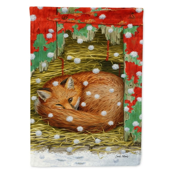 Carolines Treasures ASA2045CHF Fox Sleeping in the Snow Flag Canvas House Size  Large multicolor