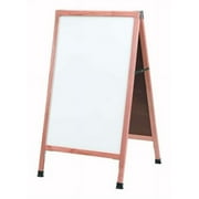 Aarco Products Inc. A-5SW A-Frame Sidewalk Board Features a White Porcelain Markerboard and Solid Red Oak Frame with a Clear Lacquer Finish. Size 42 in.Hx24 in.W