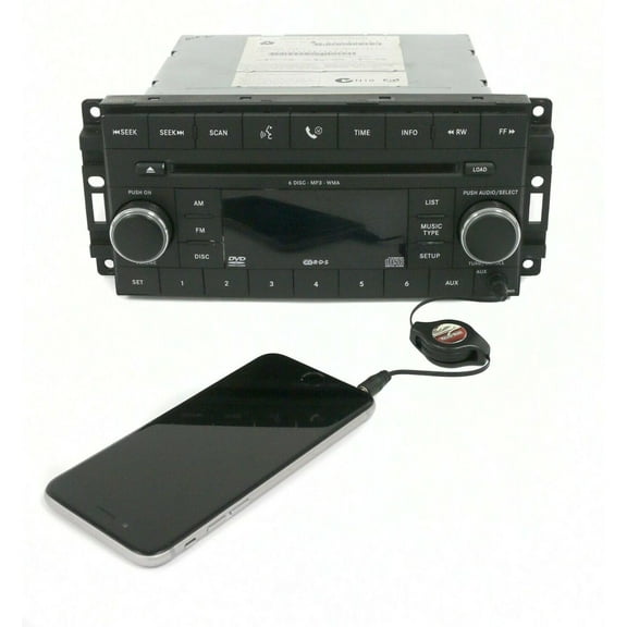 Restored 2008-2011 Dodge Dakota AM FM 6 Disc CD DVD Player w Aux Part 05064923AE Face REQ (Refurbished)